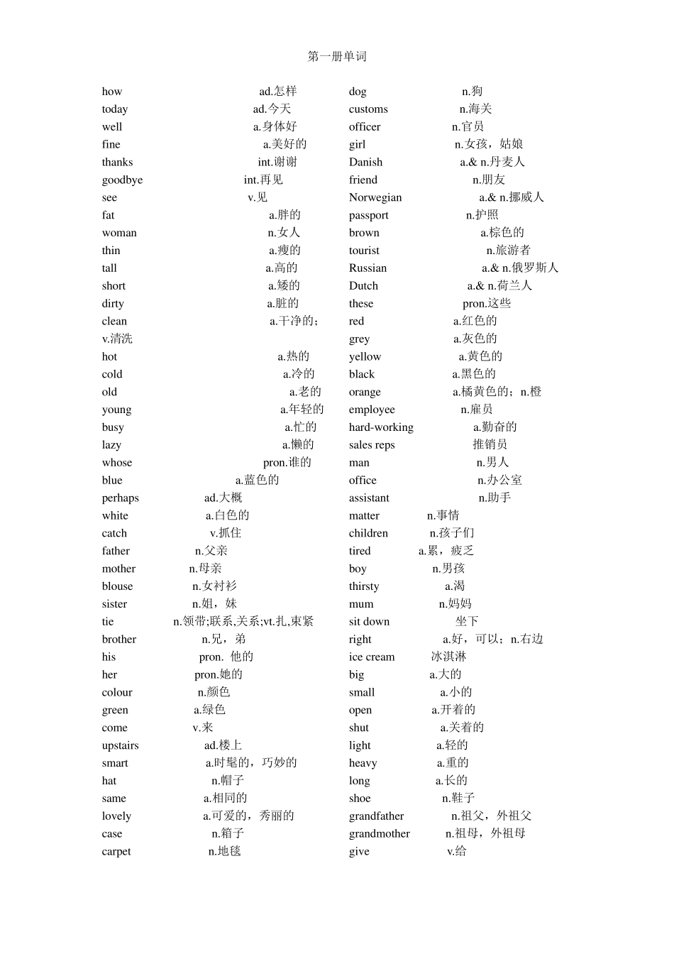 新概念英语第一册单词表word版下载_第2页