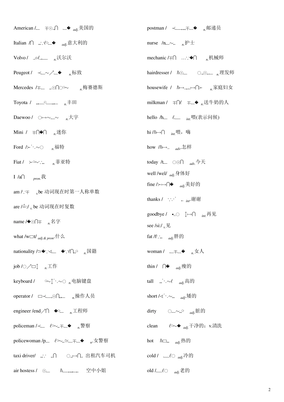 新概念英语第一册单词表带音标_第2页