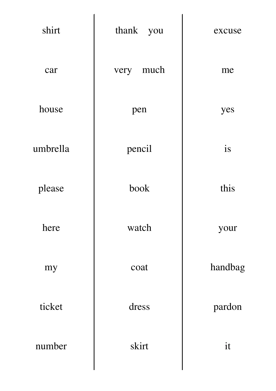 新概念英语第一册卡片正面英文_第1页