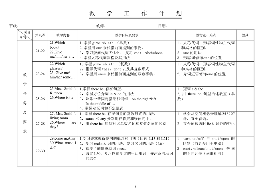 新概念英语第一册教学计划_第3页