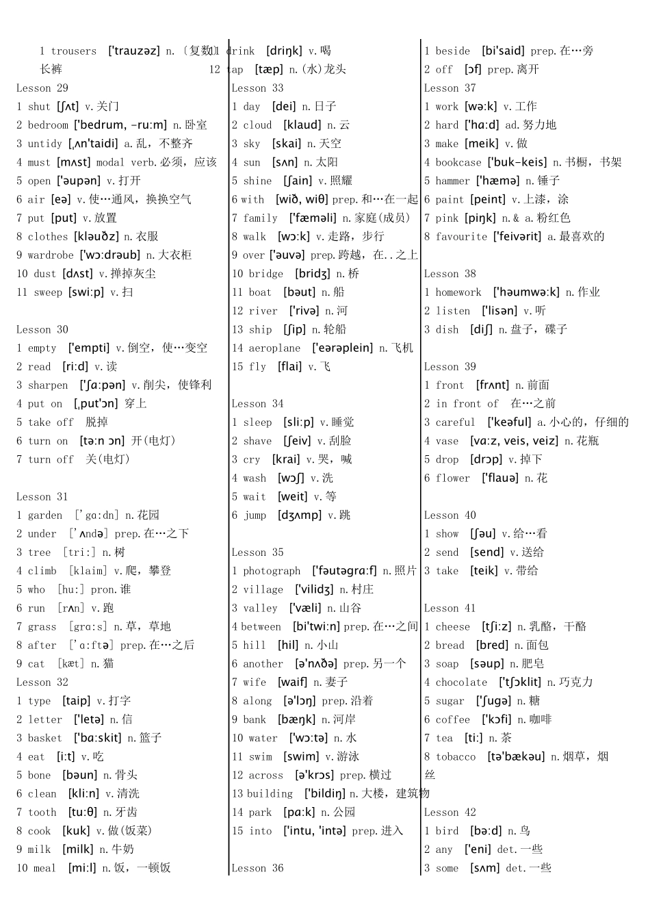 新概念英语第一册英语单词带音标和中文_第3页
