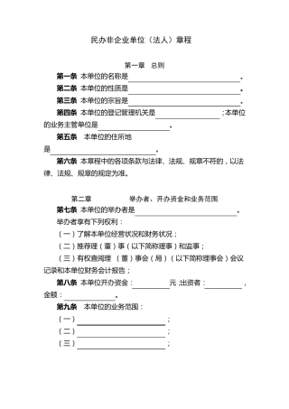 新民办非企业单位章程示范文本(法人)