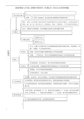 新浙教版七年级上册数学第四章代数式知识点典型例题