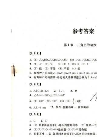 新浙教版八上数学作业本答案