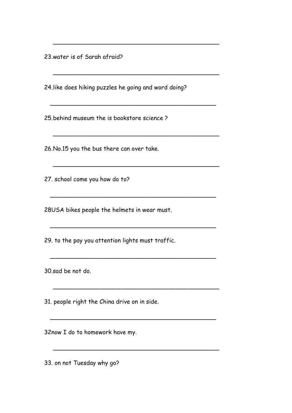 新版PEP六年级英语上连词成句专项训练_第3页