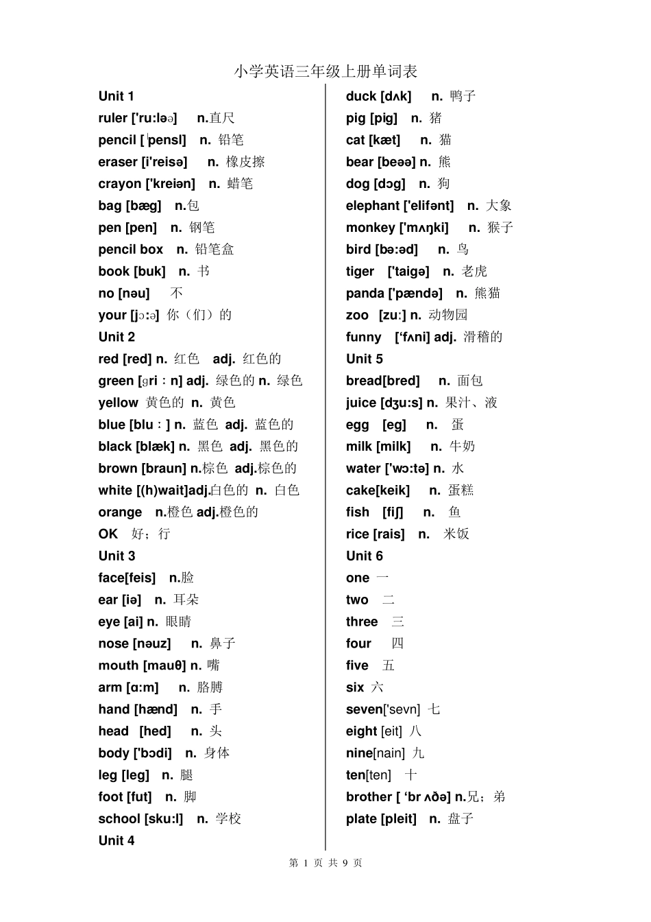 新版PEP小学英语(36年级)单词表_第1页