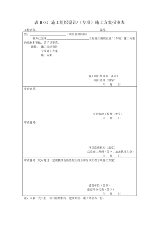 新版《建设工程监理规范》(GB503192013)中施工单位报审、报验用表