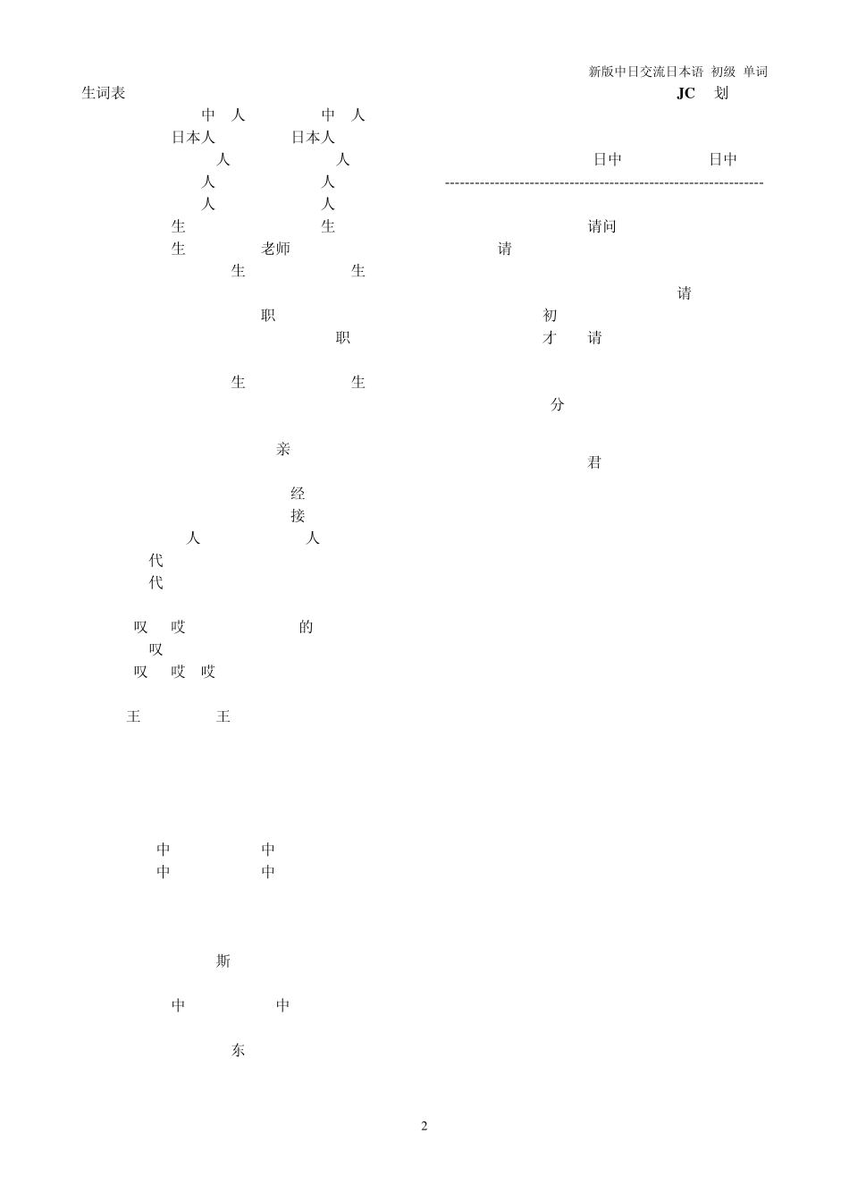 新版中日交换标准日本语初级上册课文译文单词[优质文档]_第2页