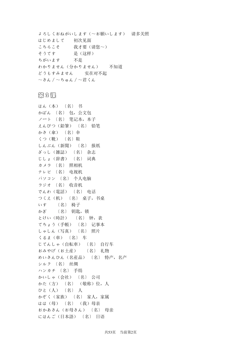 新版中日交流标准日本语初级上下册单词汇总_第2页