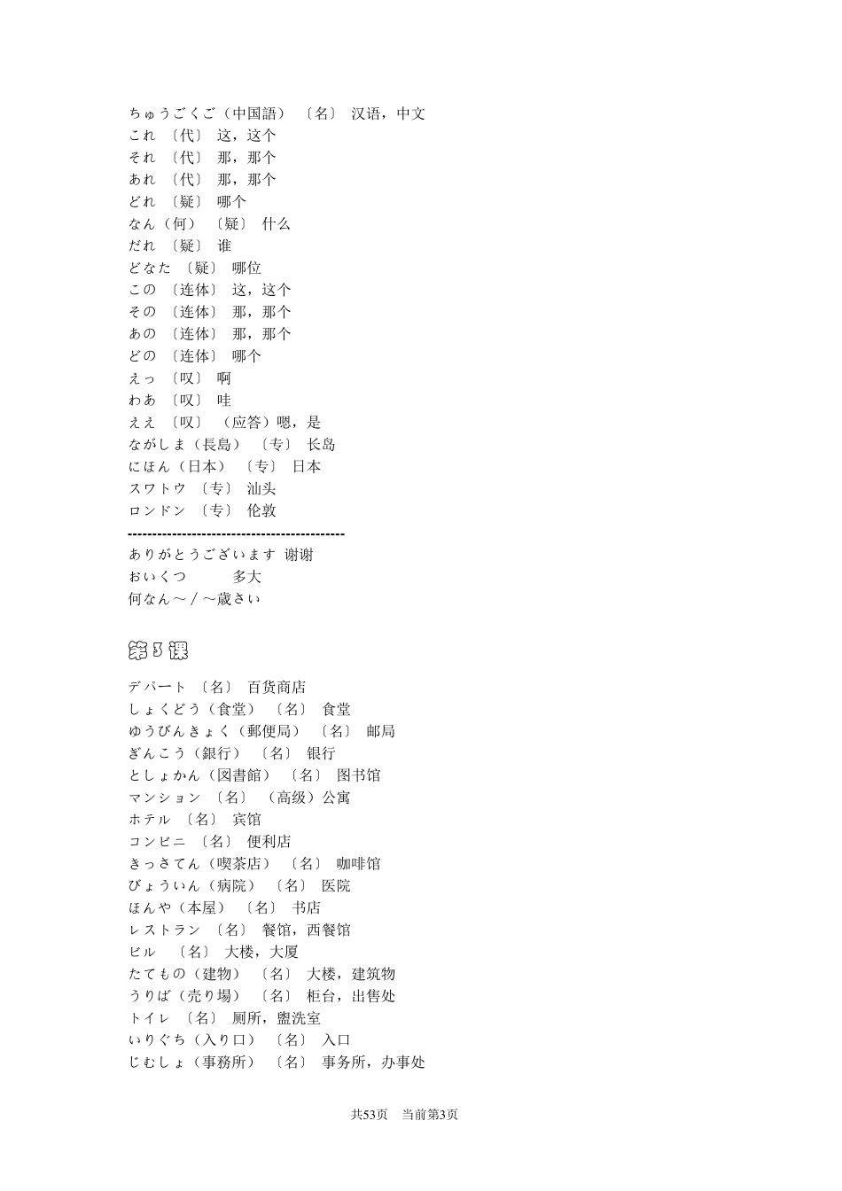 新版中日交流标准日本语初级上下册单词汇总_第3页
