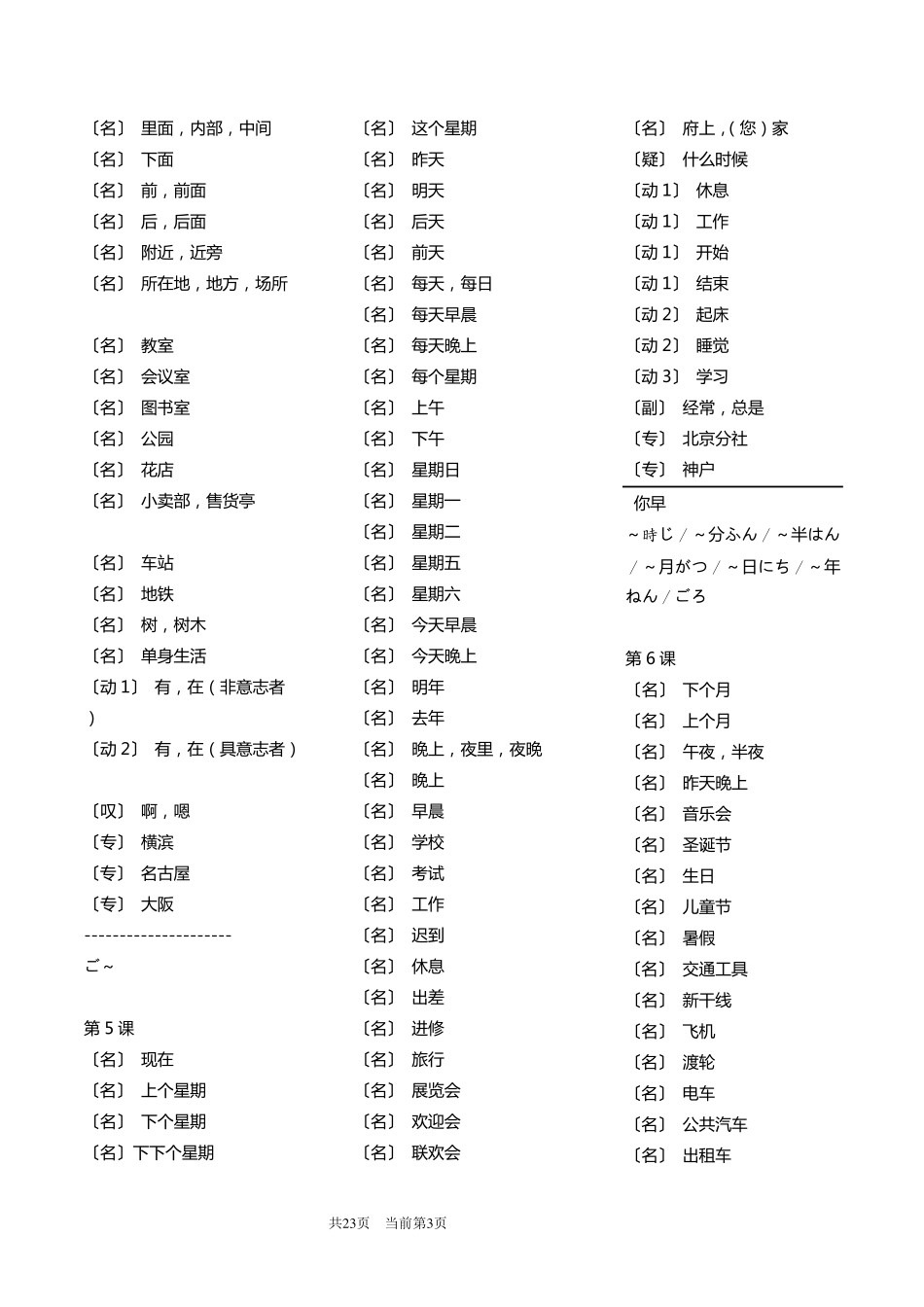 新版中日交流标准日本语初级上下册单词测试_第3页