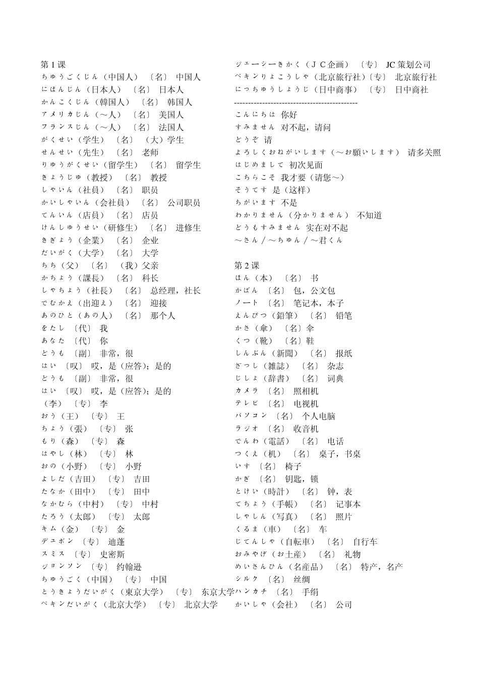 新版中日交流标准日本语初级单词148课_第1页