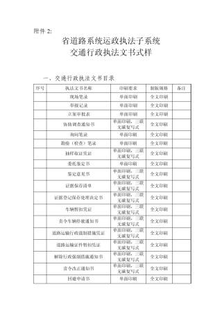 新版交通执法文书、