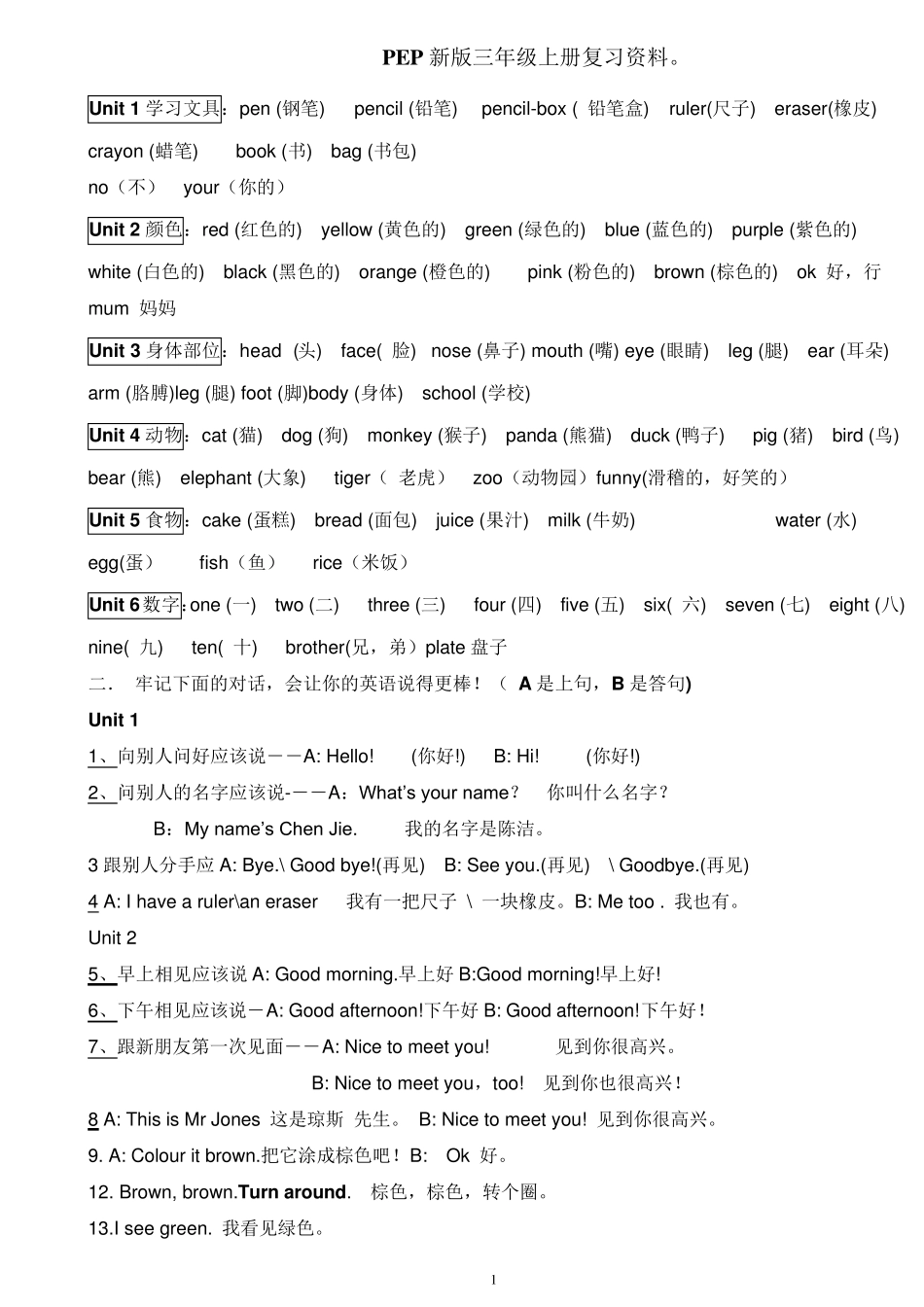 新版人教版小学英语各年级知识点总结_第1页