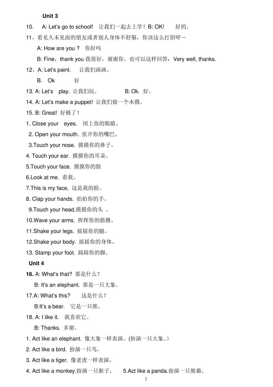 新版人教版小学英语各年级知识点总结_第2页