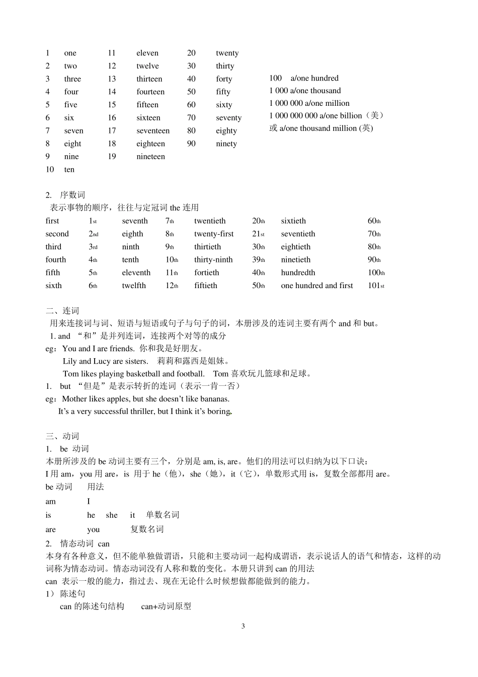 新版人教版新目标英语七年级上册全册语法总结_第3页