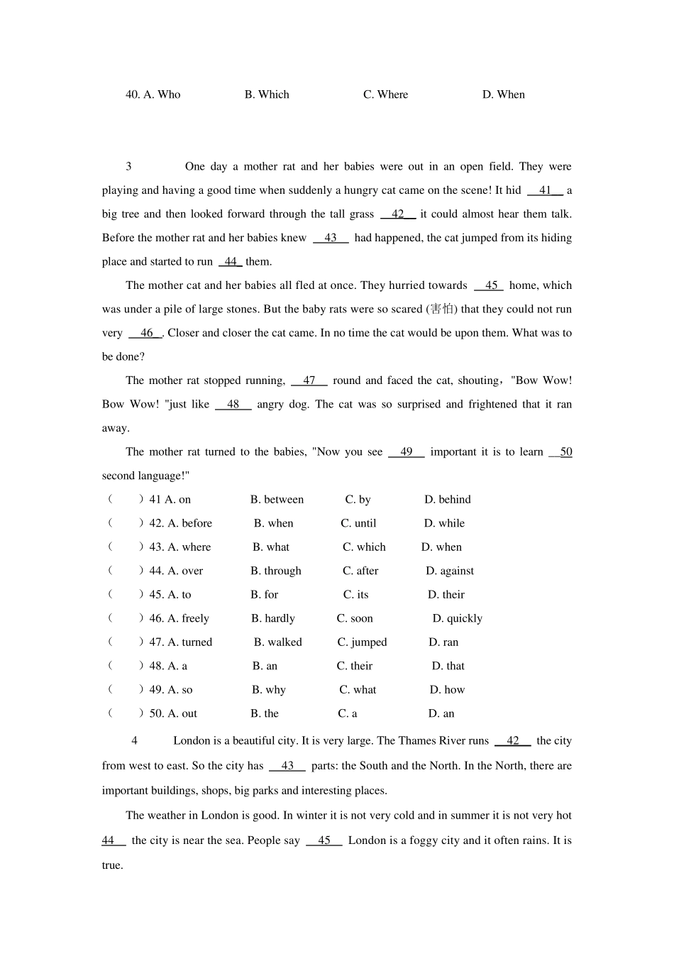新版八年级上册英语完形填空专项练习_第2页