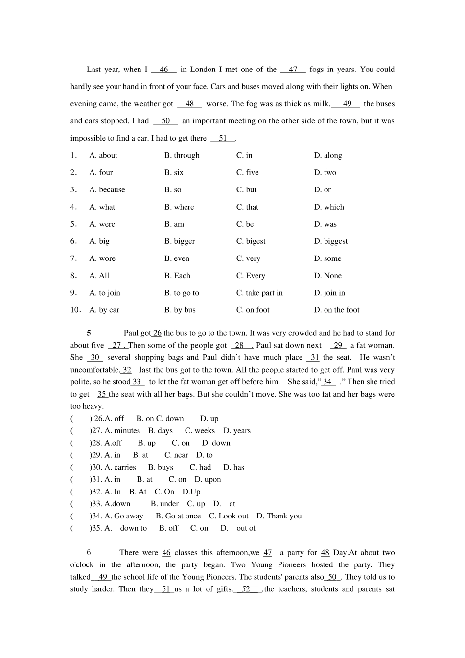 新版八年级上册英语完形填空专项练习_第3页