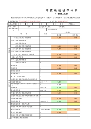 新版增值税纳税申报表Excel公式版