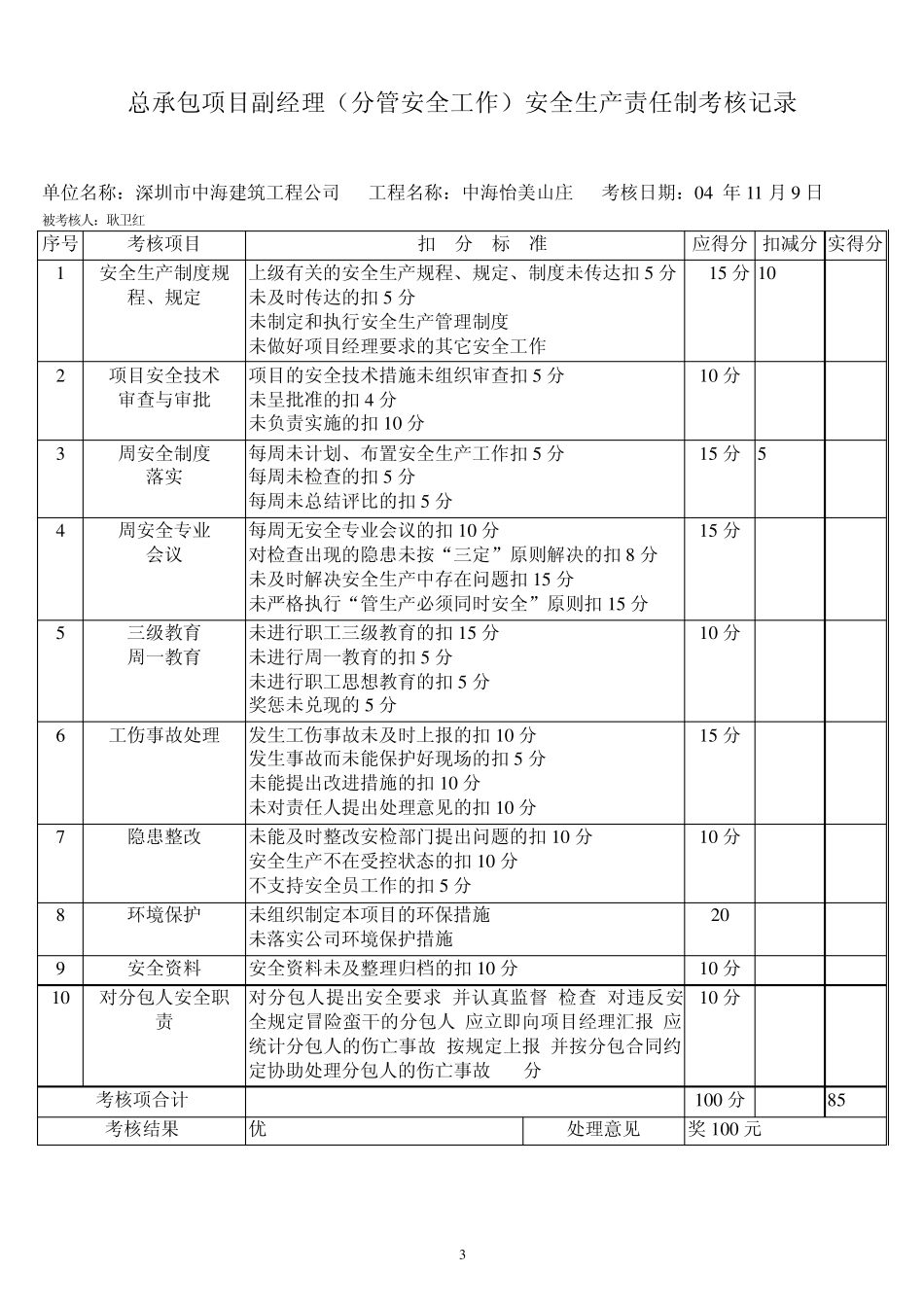 新版安全生产责任制考核记录表_第3页
