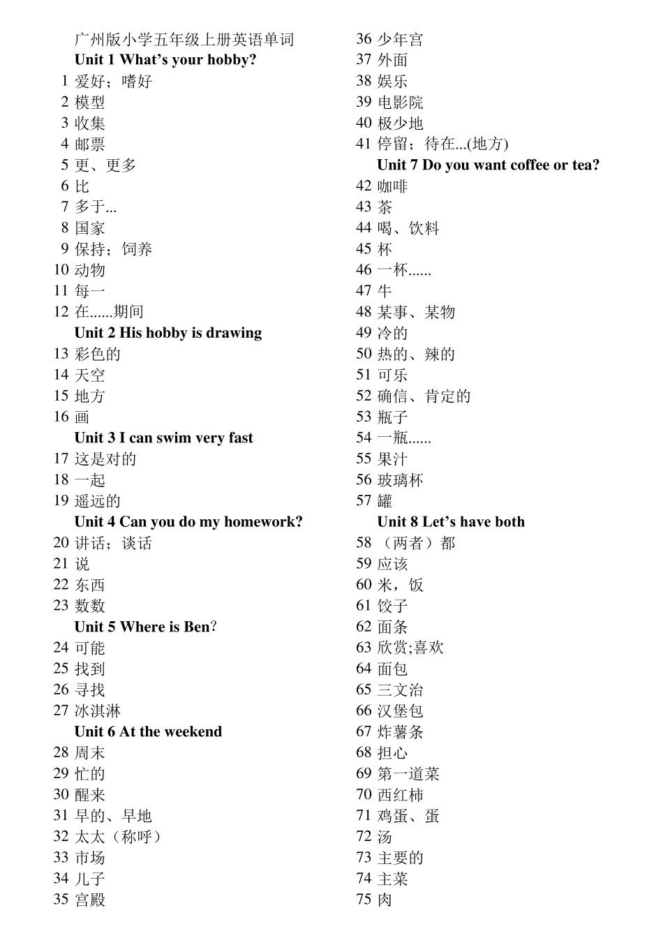 新版广州小学五六年级英语单词表和默写_第3页