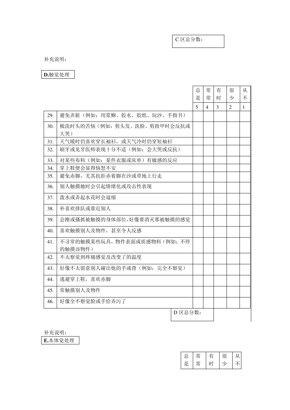新版感觉统合评定量表_第3页