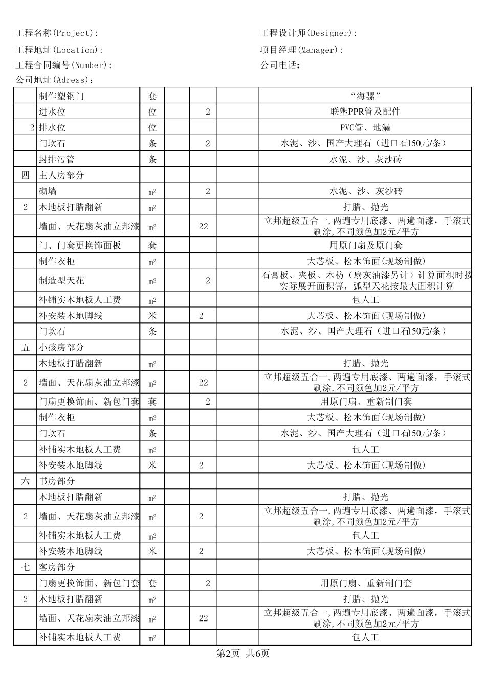 新版房子装饰工程预算表_第2页