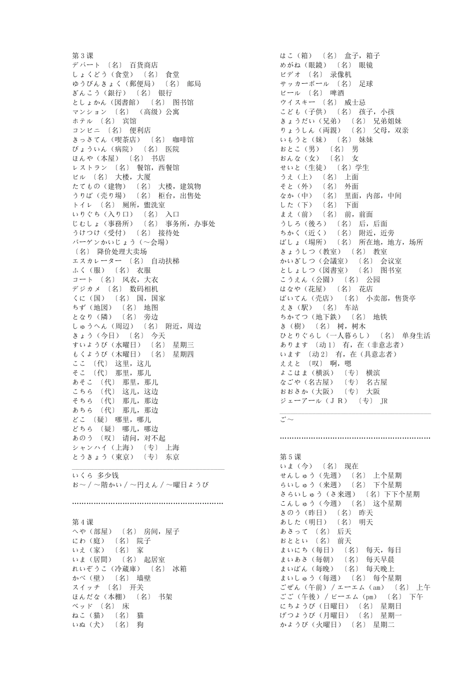新版标准日本语初级上下册单词表+五十音图_第2页