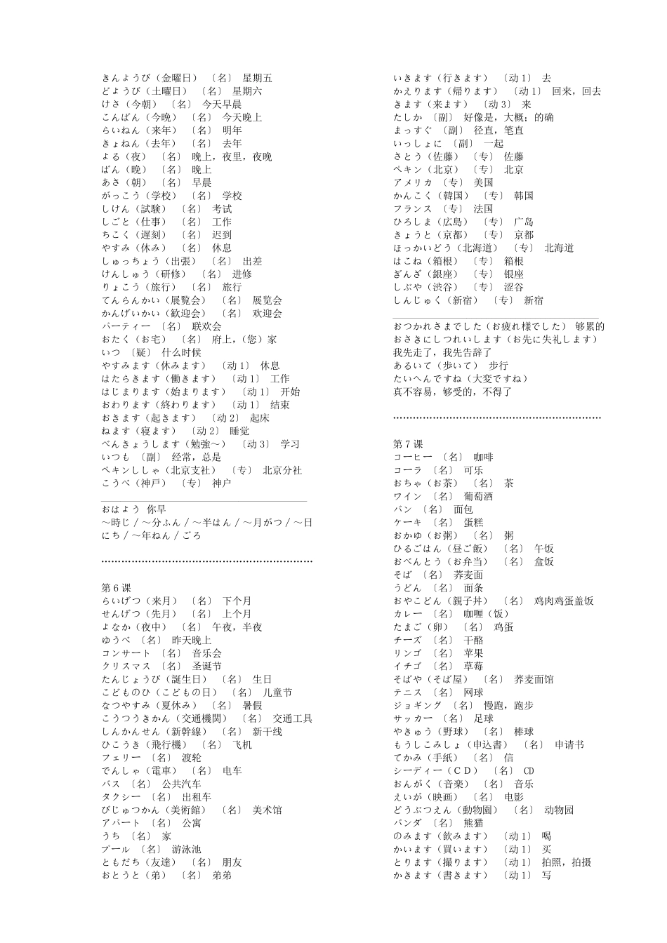新版标准日本语初级上下册单词表+五十音图_第3页