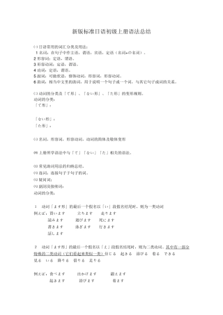 新版标准日本语初级上册语法总结