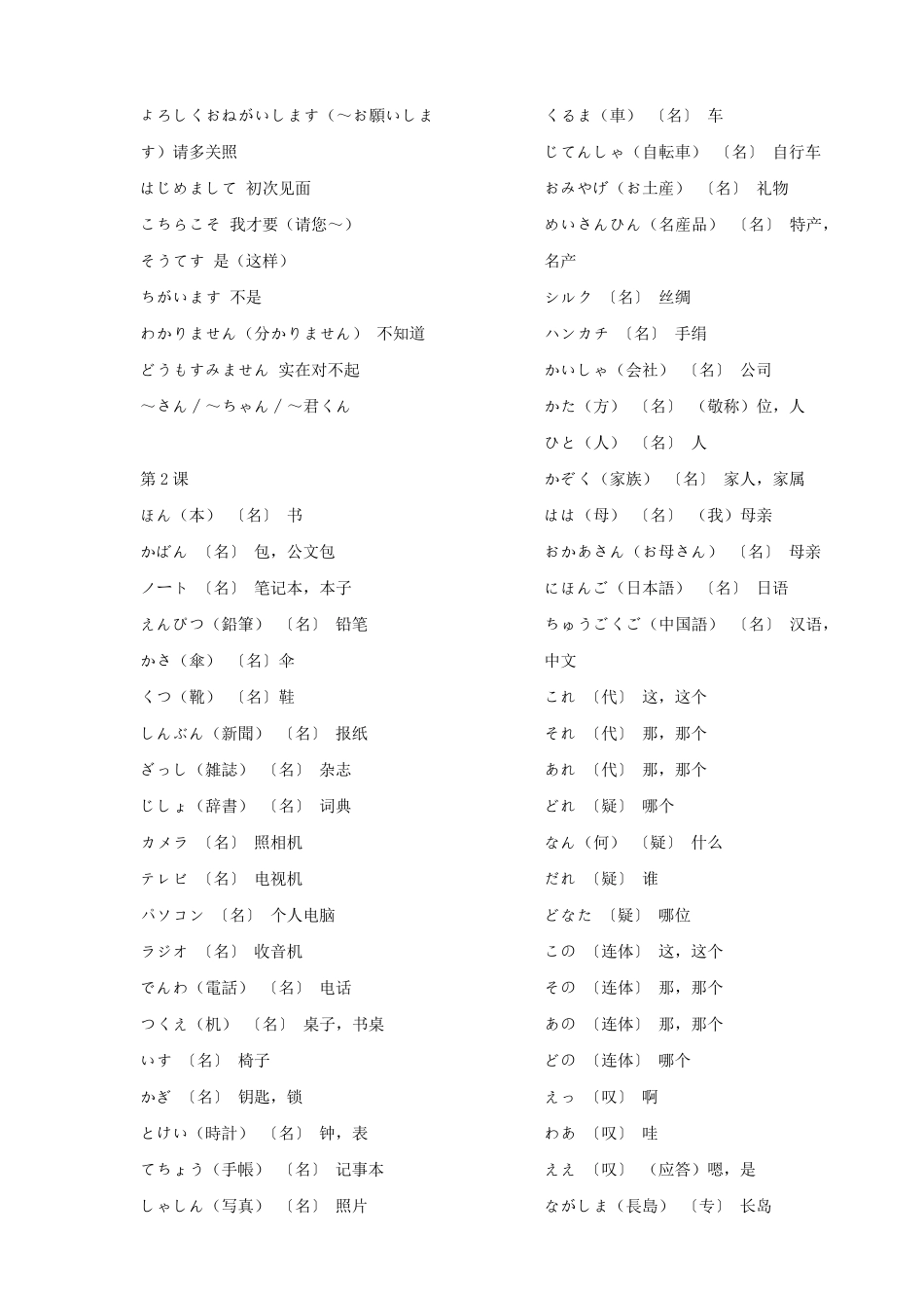 新版标准日本语初级单词表_第2页