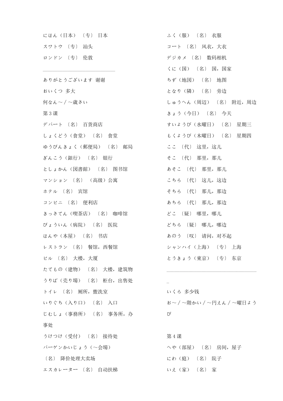 新版标准日本语初级单词表_第3页
