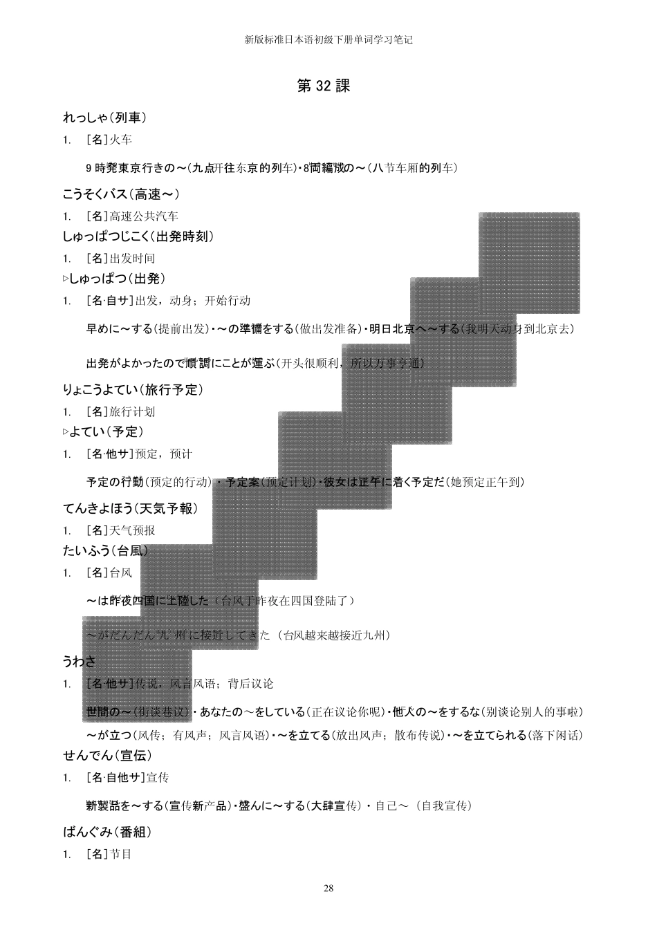 新版标准日本语初级下册单词学习笔记第32课_第1页