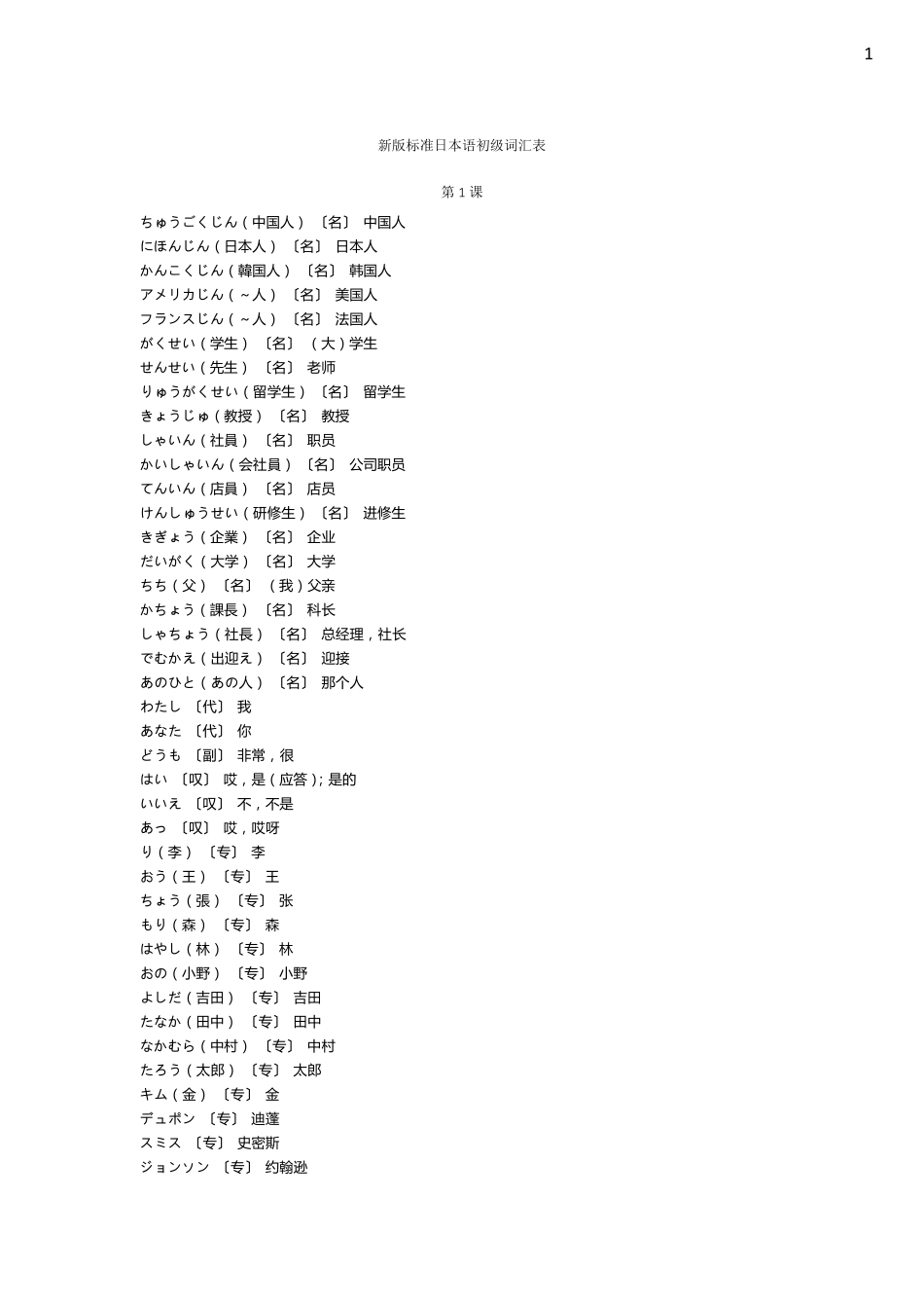 新版标准日本语初级词汇表2_第1页