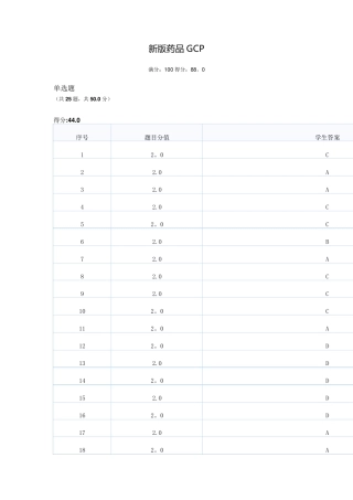 新版药品GCP考试试卷及答案