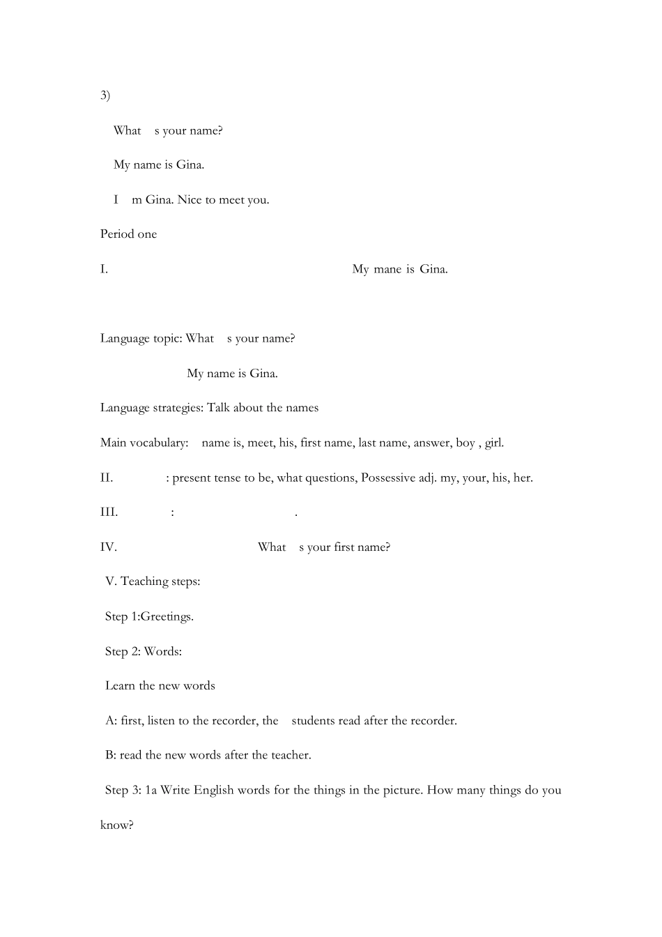 新目标初一上册教案Unit1MynameisGina._第2页