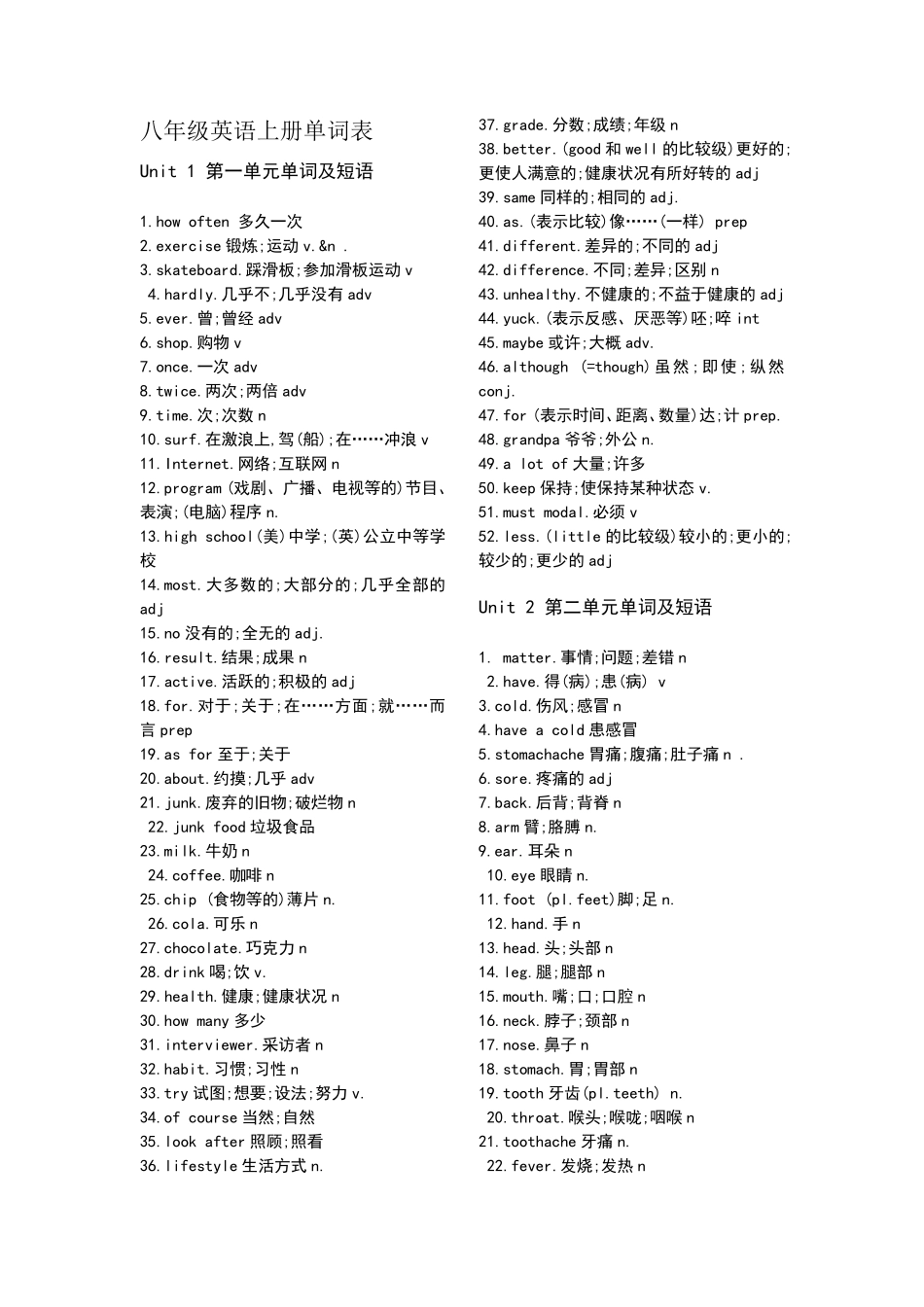 新目标初二英语上册单词表_第1页