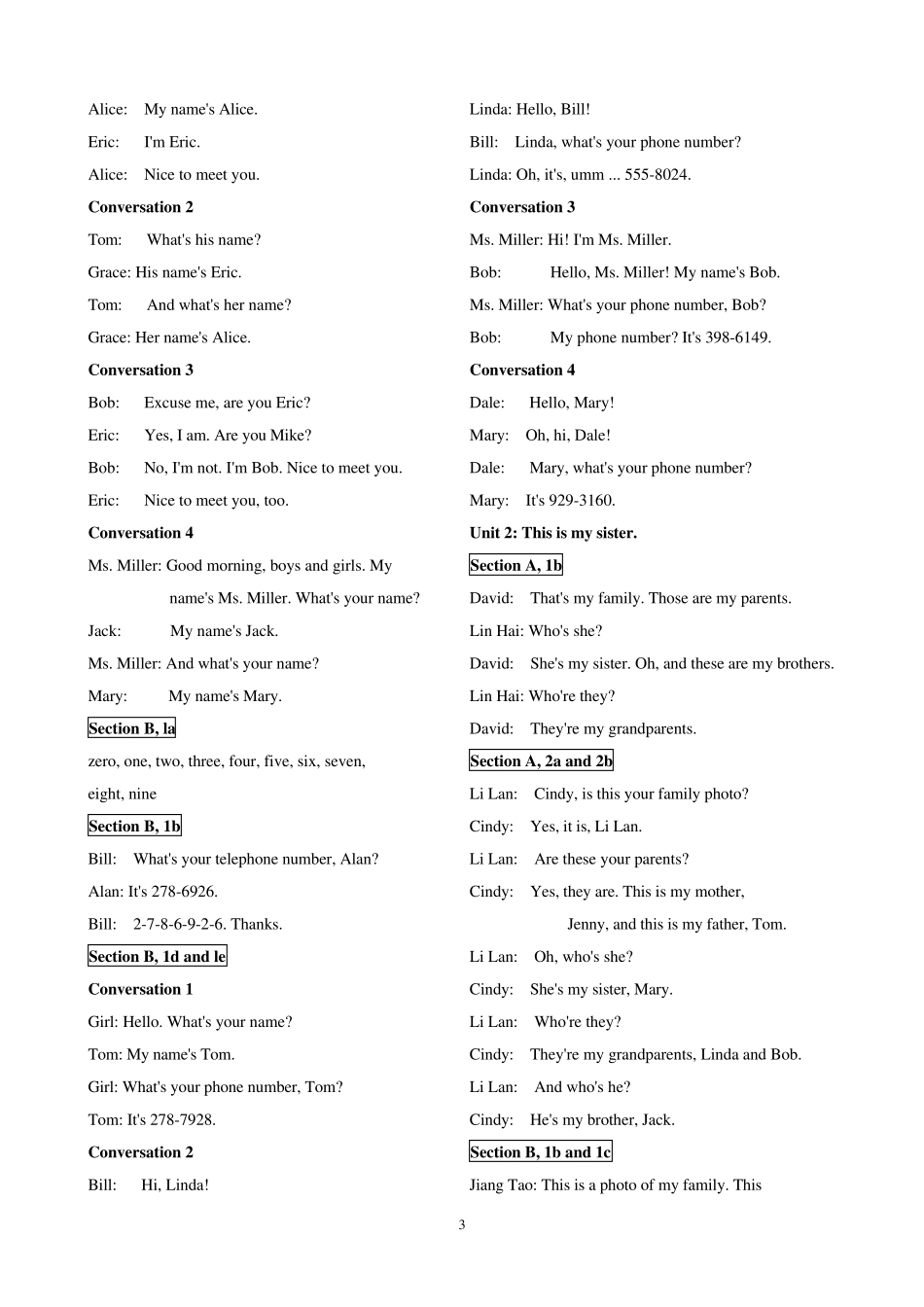 新目标英语七年级上册最新录音原文_第3页