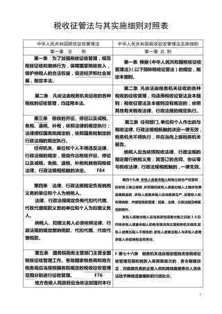 新税收征管法与其实施细则对照表