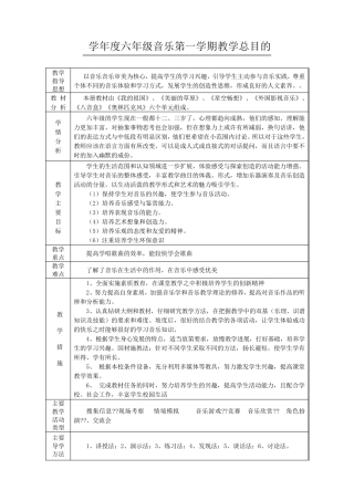 新编人教版小学六年级上册音乐教案全册