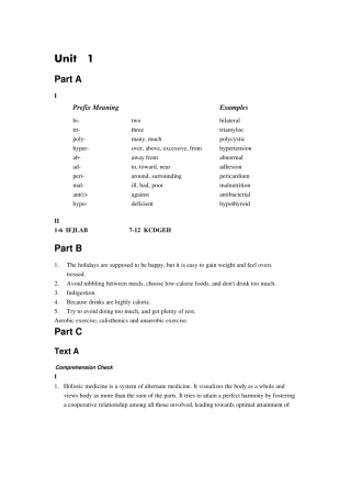 新编基础医学英语答案部分(中国海洋大学出版社)