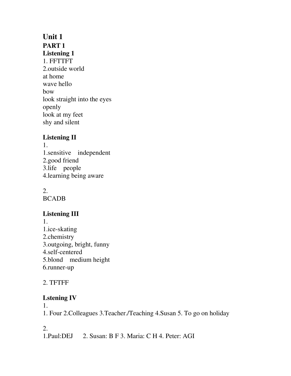 新编大学英语第三版视听说3听力答案(Unit1Unit6)_第1页