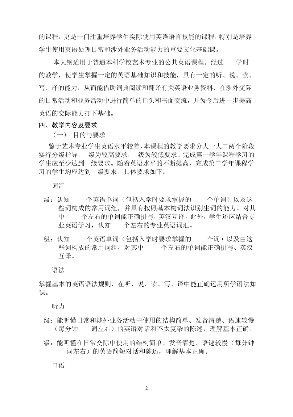 新编实用英语课程教学大纲_第2页