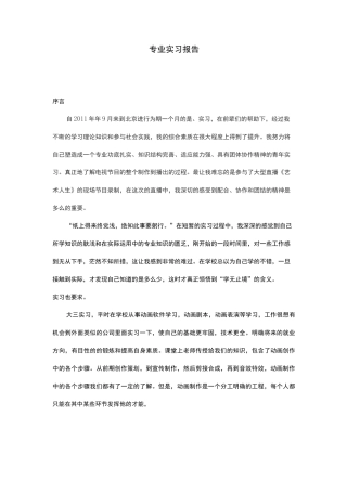 动画专业实习报告