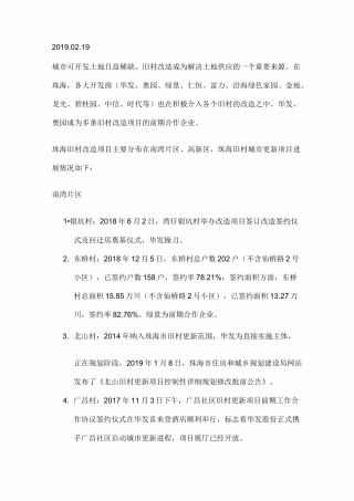 2020珠海市城市更新进展情况