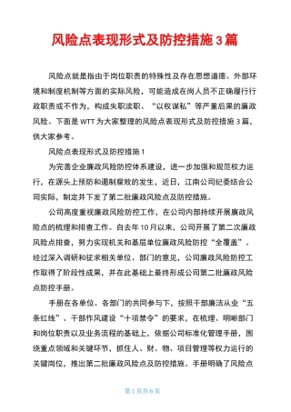 风险点表现形式及防控措施3篇