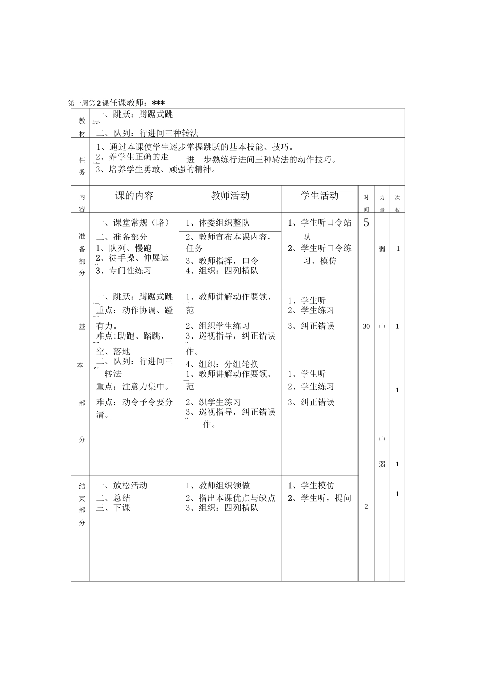 小学体育教案_第2页