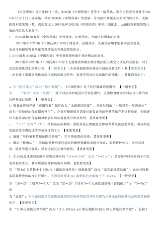 2020版药典变化(与器械有关的)