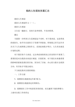我的人生规划精选多篇