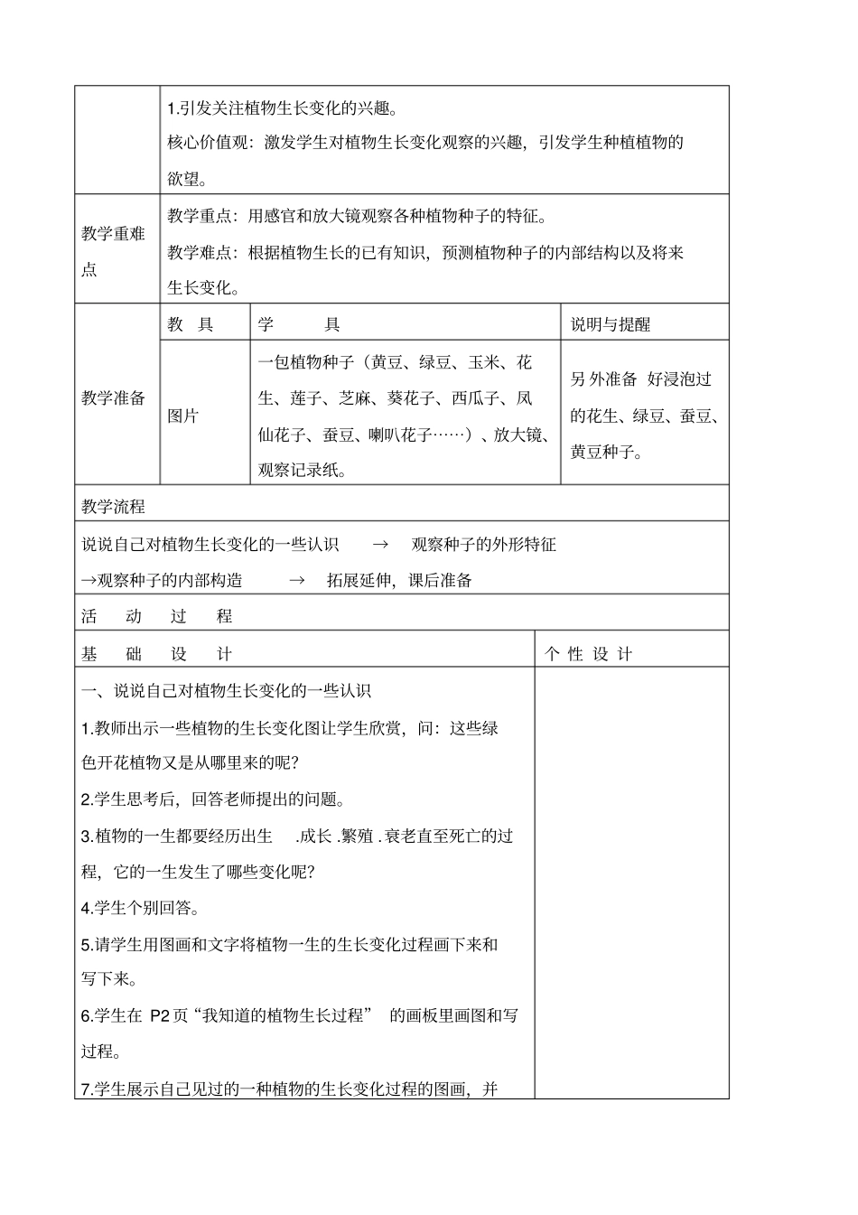 教科版三年级下册科学植物新生命的开始1教学设计_第2页